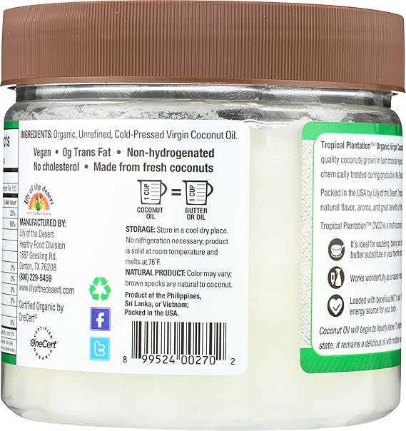 LILY OF THE DESERT ORGANIC VIRGIN COCONUTOIL 25OZ