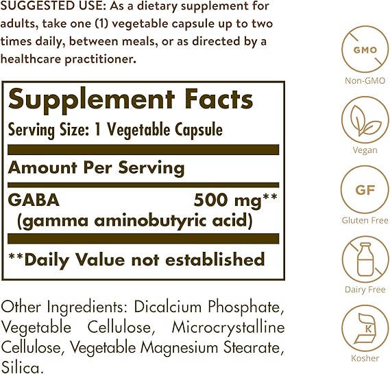 Solgar GABA 500 mg Vegetable Capsules 100V cap