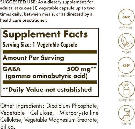 Solgar GABA 500 mg Vegetable Capsules 100V cap