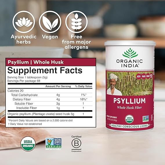 ORGANIC INDIA FIBER HARMNY WHOLE HUSK PSYLLIUM 12OZ