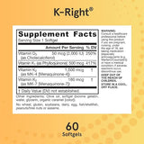 Jarrow Formulas K- Right Vitamin K Complex K1+MK-4+MK-7+D3