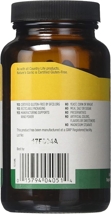 Country Life NATURE'S GARLIC 500MG 180 Softgel