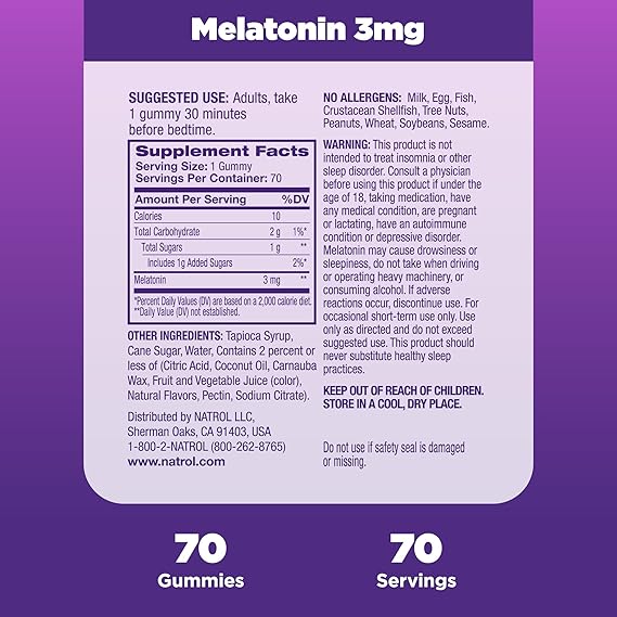 NATROL MELATONIN 3MG 70GUMMY