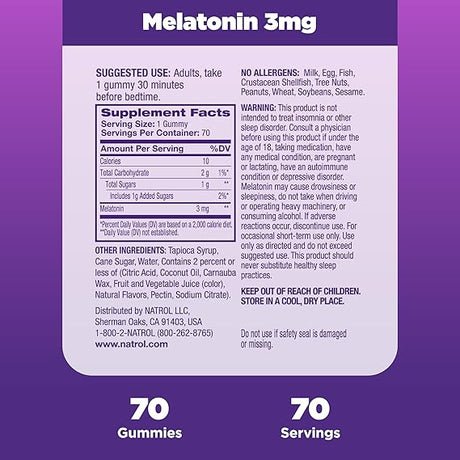 NATROL MELATONIN 3MG 70GUMMY