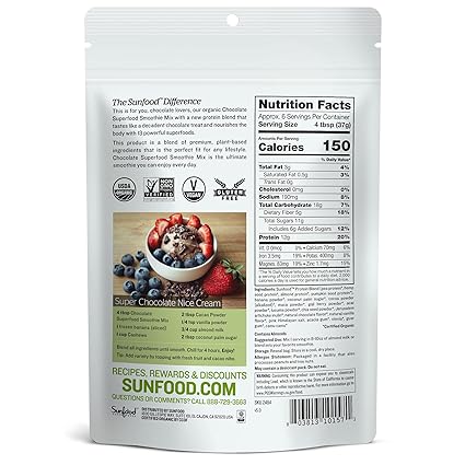 Sunfood Superfood Smoothie Mix, Chocolate 8oz