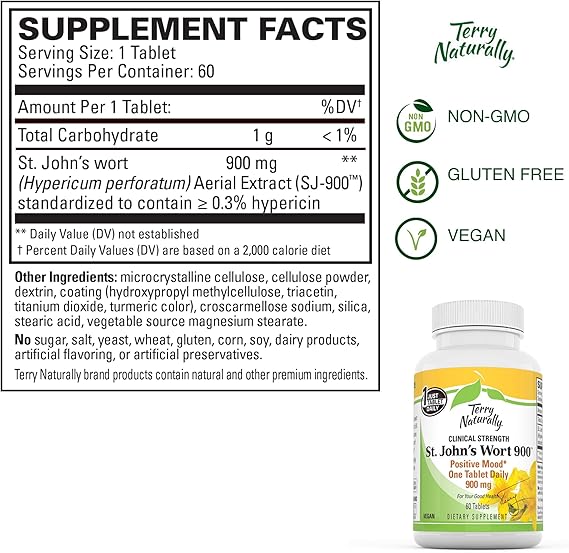 Terry Naturally St. Johns Wort 900 Positive Mood 60 Tablets