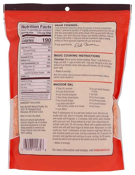 BOB`S RED MILL Lentils, Red 27 OZ