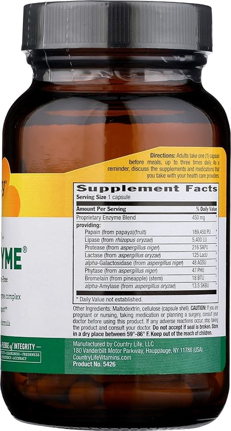 Country Life MAXI-ZYME DIGESTIVE ENZYME 60 Vegicaps