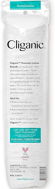 CLIGANICCOTTON ROUNDS PREMIUM 100CT