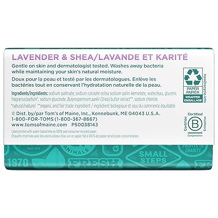 TOM'S OF MAINE BEAUTY BAR LAVENDER & SHEA 5OZ