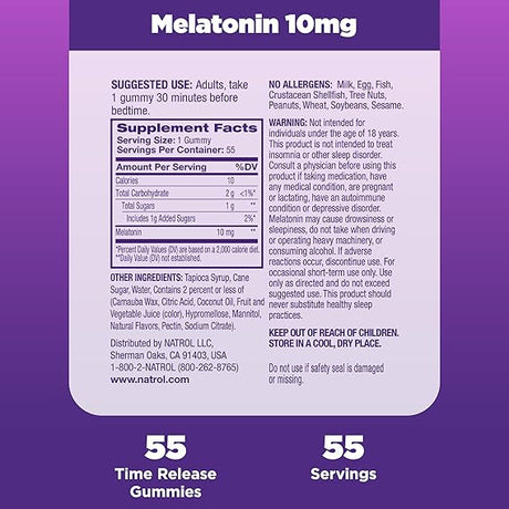NATROL MELATONIN 10MG TIME RELEASE 35 GUMMY