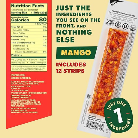 SOLELY Fruit Jerky,Mango,Multipacks 4.1 OZ