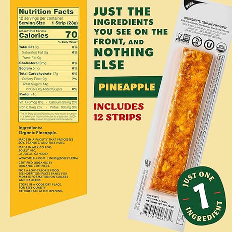SOLELY Fruit Jerky,Pineapple,Multipack 4.1 OZ