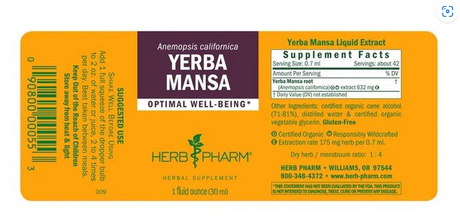 Herb Pharm YERBA MANSA EXTRACT 1 oz