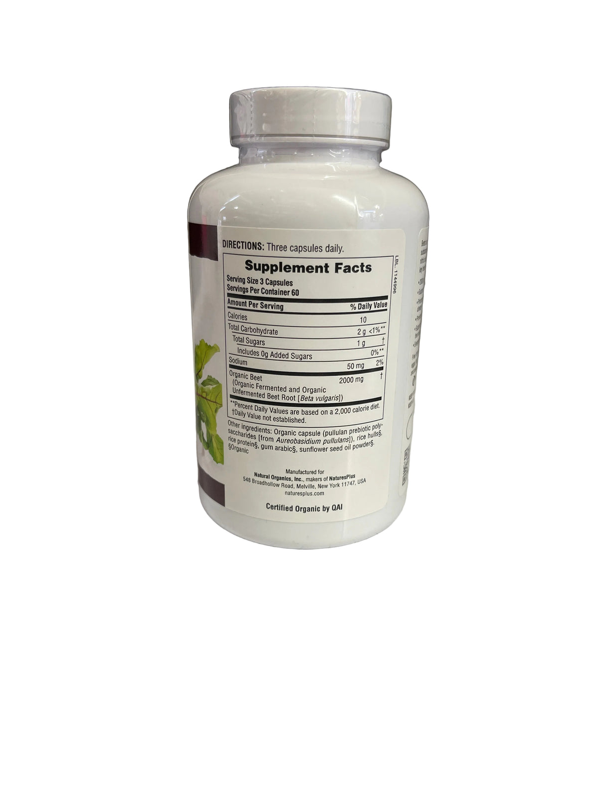 Natures Plus Organic Beet 180 Caps