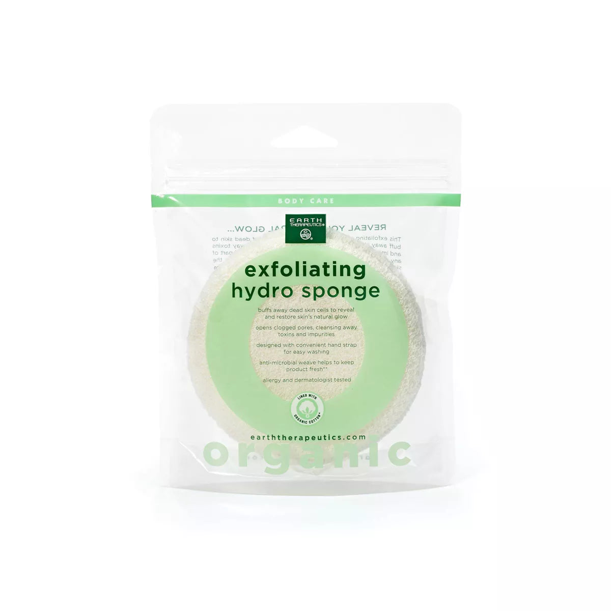 EARTH THERAPEUTICS ORGANIC COTTON EXFOLIATING ROUND SPONGE 1 CT