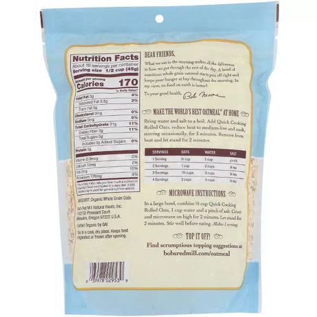 BOB`S RED MILL Quick Cooking Rolled Oats 16 OZ
