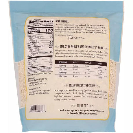 BOB`S RED MILL Quick Cooking Rolled Oats 32 OZ