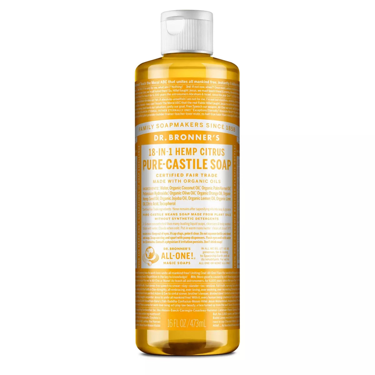 DR. BRONNER'S MAGIC SOAPS ORGANIC CASTILE LIQUID SOAP CITRUS ORANGE 16OZ