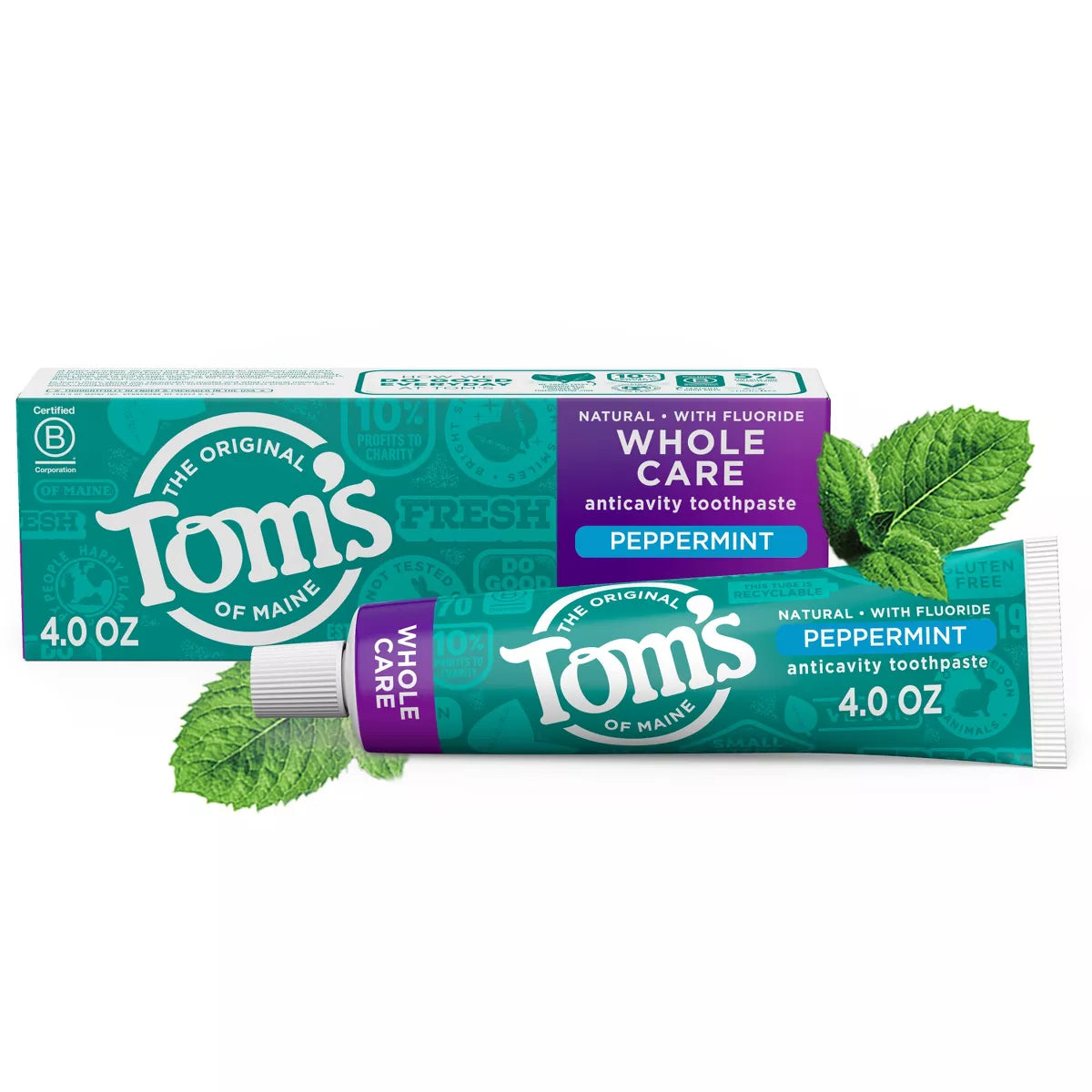 TOM'S OF MAINE WHOLE CARE ANTICAVITY TOOTHPASTE PEPPERMINT 4OZ