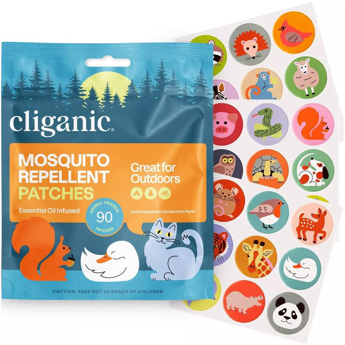 CLIGANIC MOSQUITO REPELLENT PATCHES KIDS ANIMALS 90CT