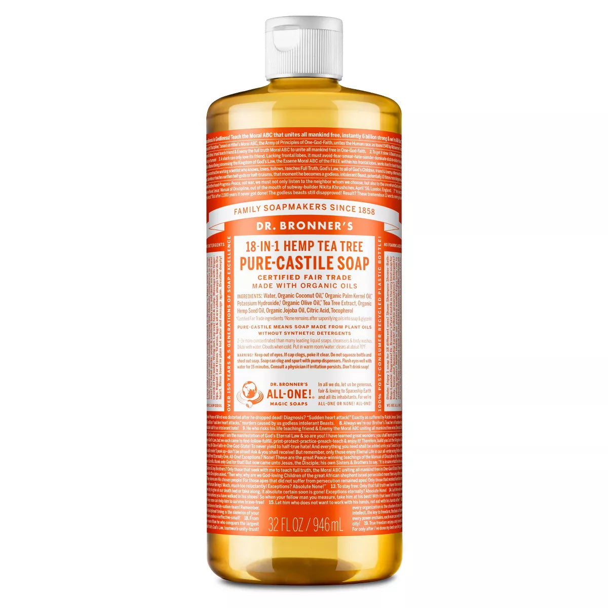 DR. BRONNER'S MAGIC SOAPS ORGANIC CASTILE LIQUID SOAP TEA TREE 32OZ