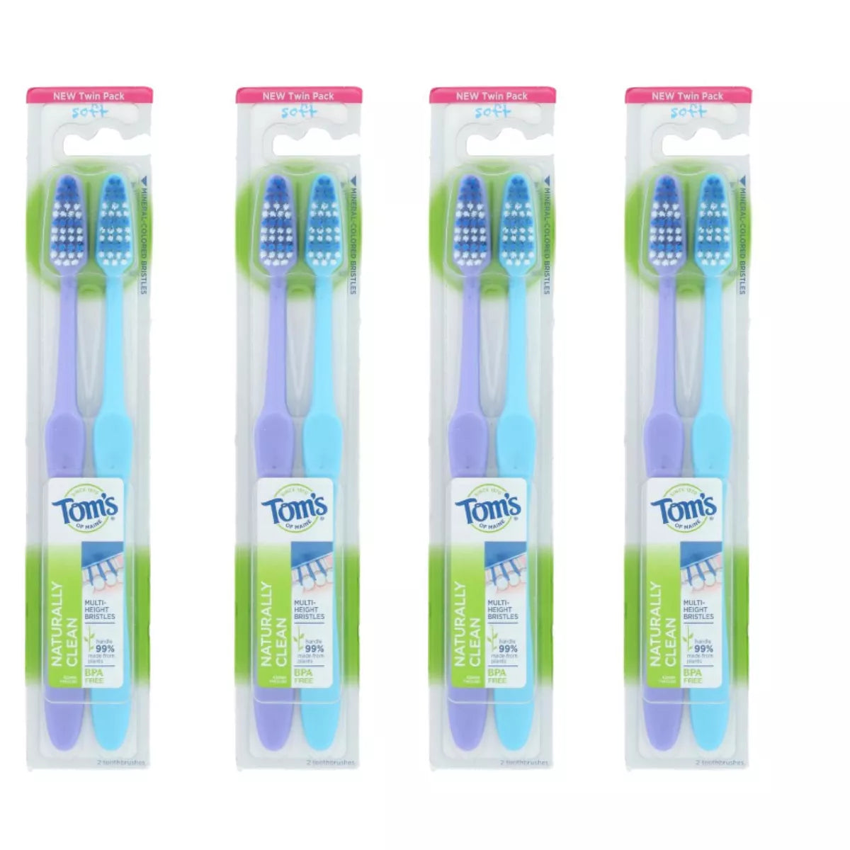 TOM'S OF MAINE NATURALLY CLEAN SOFT-BRISTLE TOOTHBRUSH TWNPK 2PC