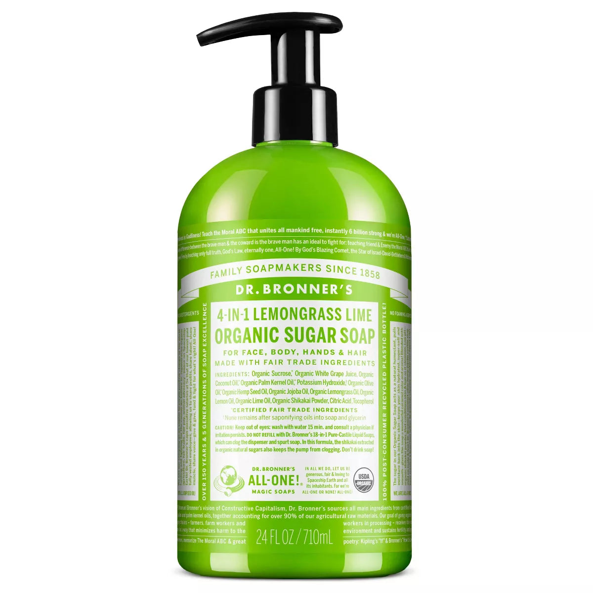 DR. BRONNER'S MAGIC SOAPS ORGANIC BODY SOAP LEMON GRASS LIME 24OZ