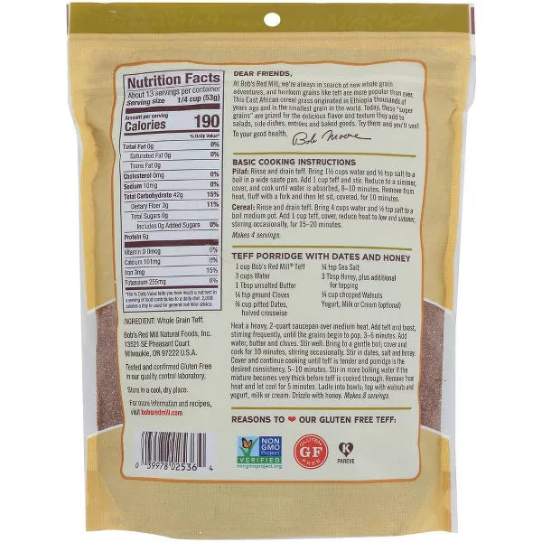 BOB`S RED MILL Teff, Whole Grain 24 OZ
