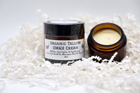 Handi-Razor Organic Tallow OM&H Cream 2 oz amber jar