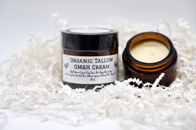 Handi-Razor Organic Tallow OM&H Cream 2 oz amber jar