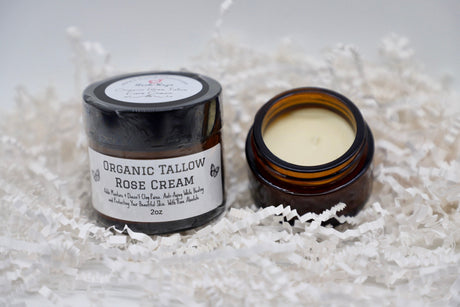 Handi-Razor Organic Tallow Rose Cream 2 oz amber jar