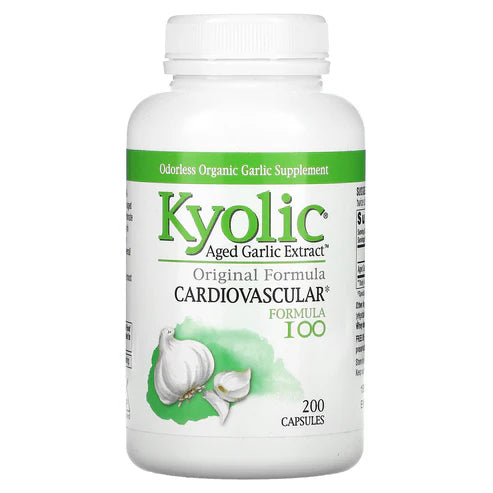 Kyolic Aged Garlic Extract Formula 100, Original Cardiovascular, 200 Capsules