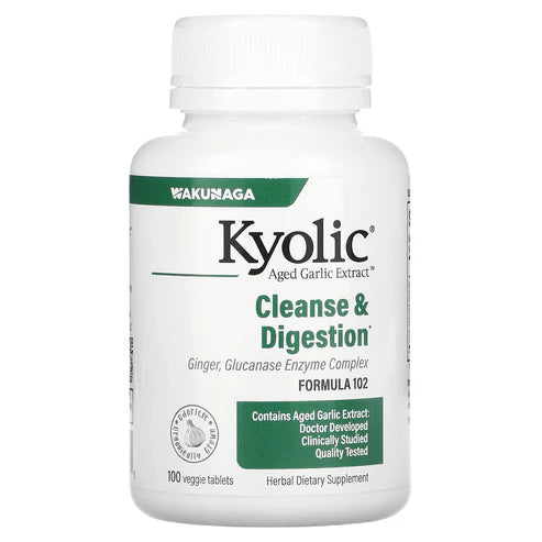 Kyolic, Extracto de Ajo Añejo, Limpieza de Candida y Digestión, Fórmula 102, 100 Tabletas Vegetarianas