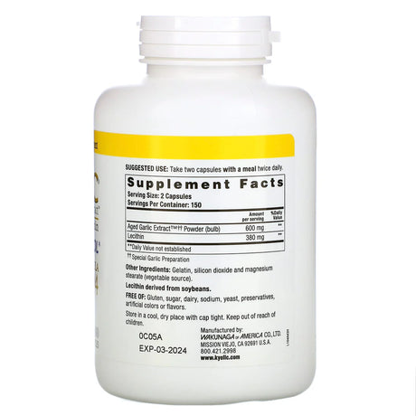 Kyolic, A.g.e. With Lecithin Formula 104, 300 Capsules