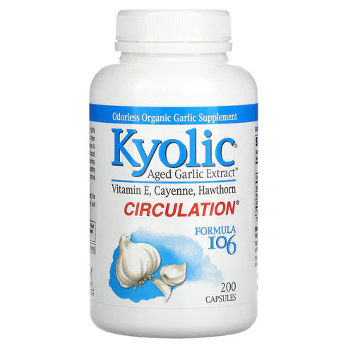 Kyolic Aged Garlic Extract Formula 106, Circulation Health, 200 Capsules