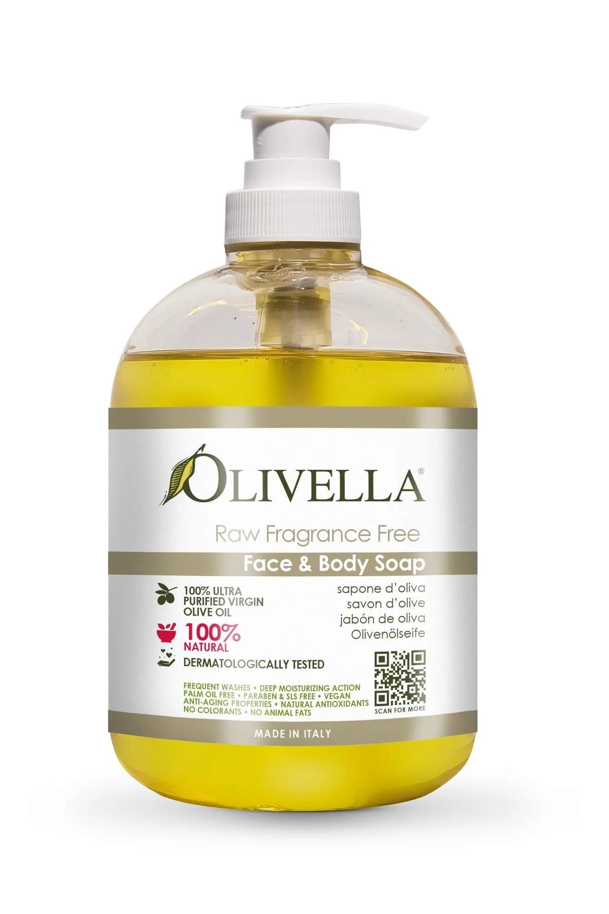 OLIVELLA FACE & BODY LIQUID SOAP FRAGRANCE FREE 16.9OZ