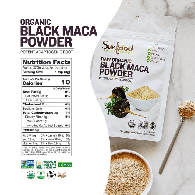 Sunfood Maca Powder, Black 4oz