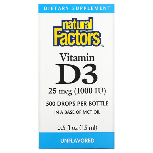 Natural Factors VITAMIN D3 DROPS 25 MCG (1,000 IU) 0.5/FL OZ