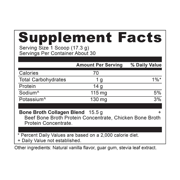Ancient Nutrition Bone Broth Collagen - Vanilla - 30 srv Powder