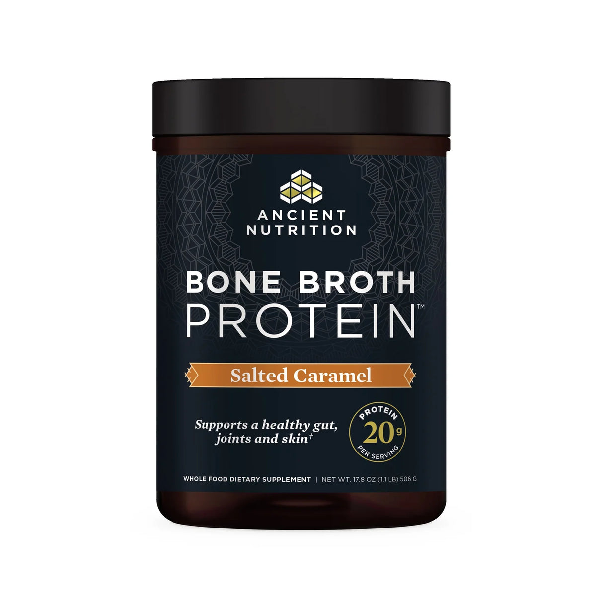 Ancient Nutrition Bone Broth Protein Beef - Salted Caramel - 20 srv Powder
