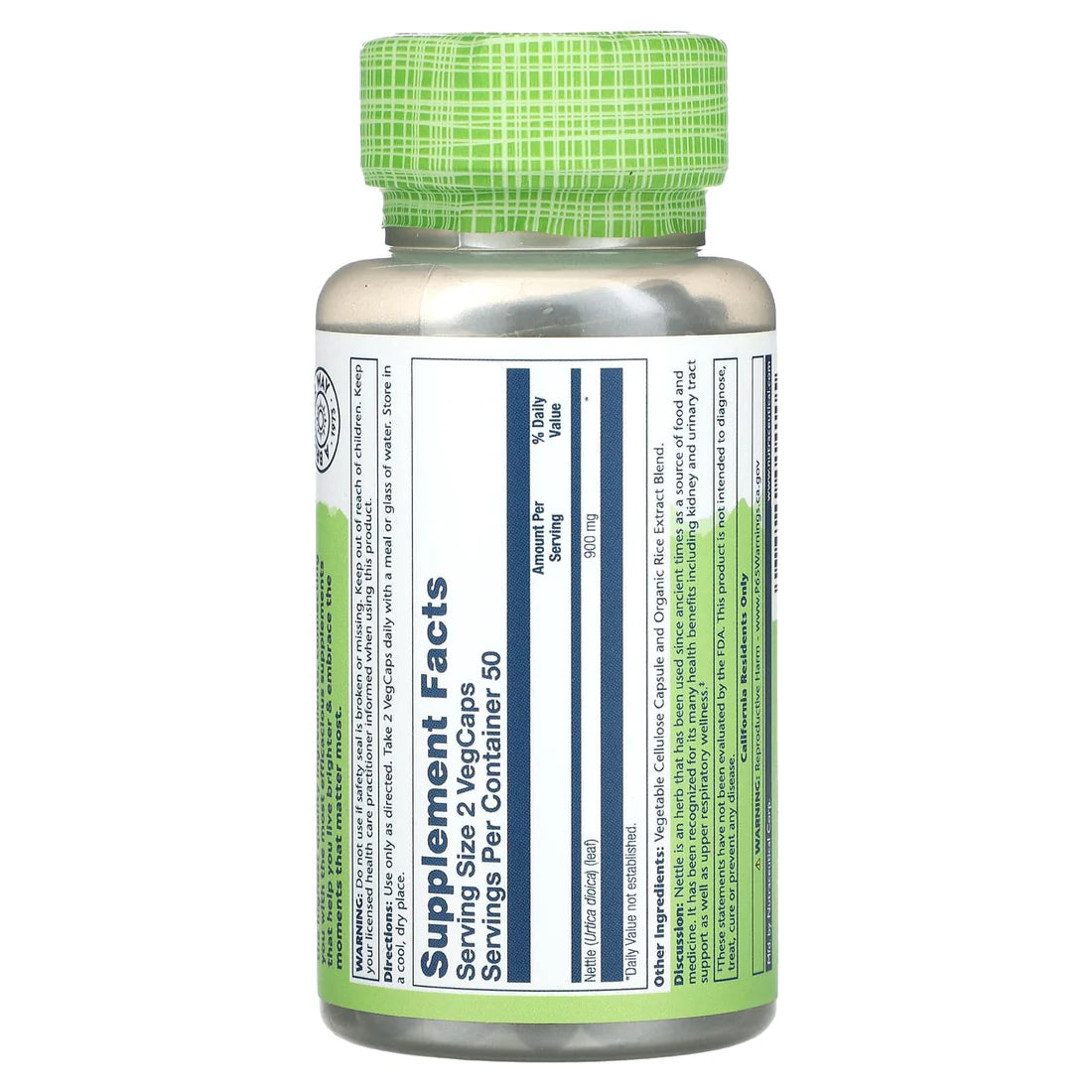 Solaray Nettle 100CT 900MG Veg Capsule