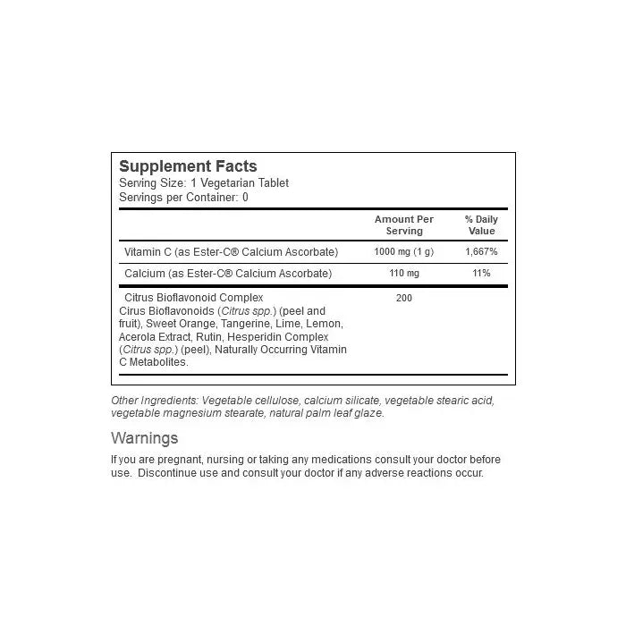 Solgar Ester-C®  1000 mg with Citrus Bioflavonoids Vegetarian Tablets 90tablet