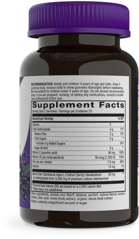Nature's Way Sambucus Zero Sugar Elderbry Gummy 50 Gummies