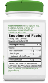 Nature's Way Melissa Lemon Balm Leaf 100 Vgn Cp