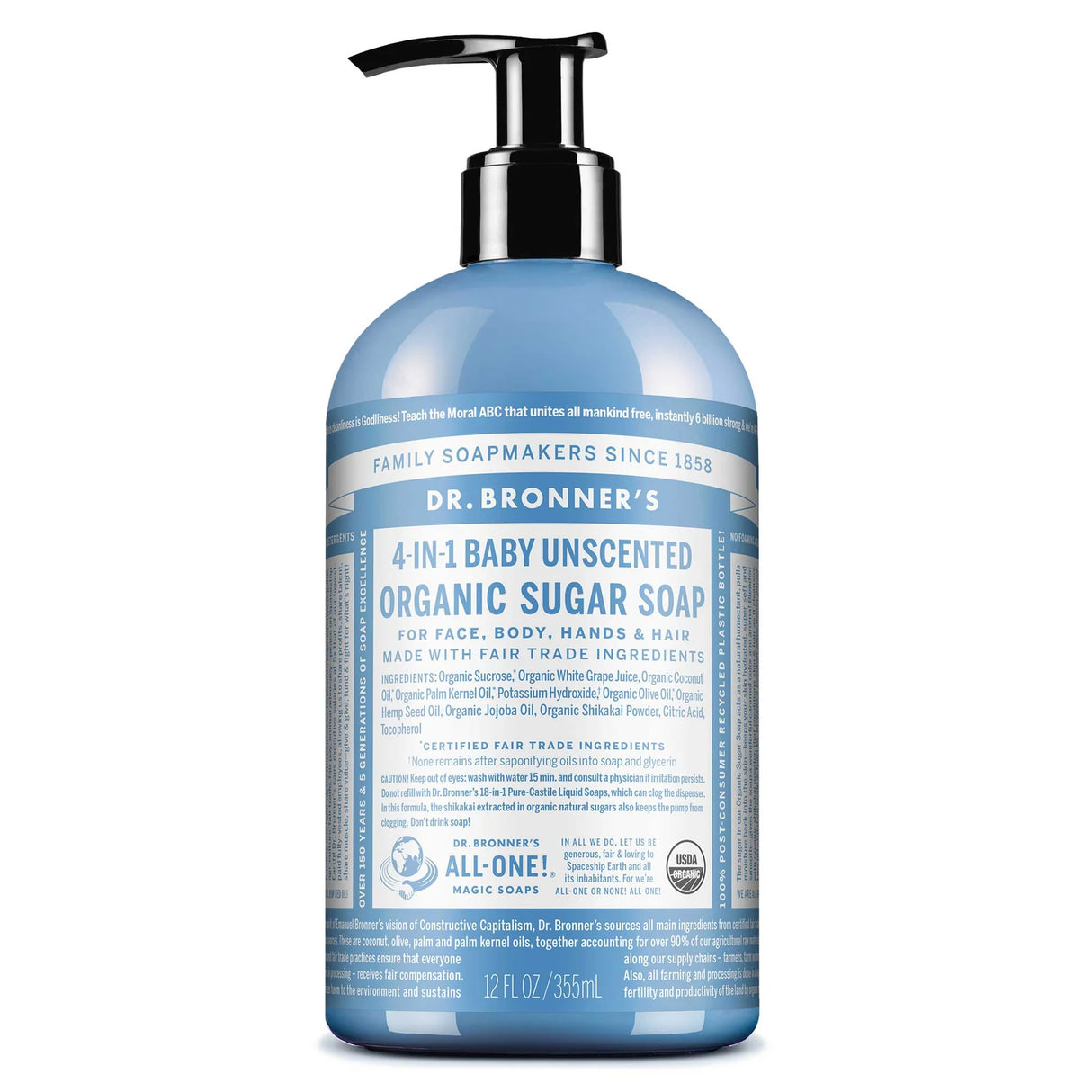 Dr Bronner's 4-in-1 Baby Unscented Organic Sugar Soap