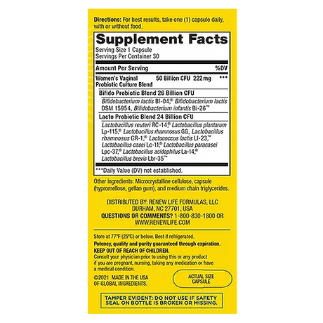 Renew Life UF WOMEN'S VAGINAL 50B 30 CT