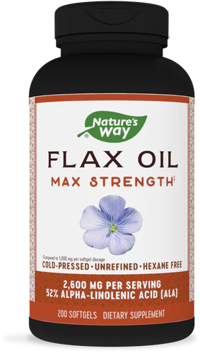 Nature's Way Aceite de Lino Prensado en Frío 1300 mg, EfaGold® 200 Cápsulas Blandas