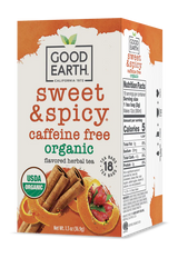 GOOD EARTH TEAS Organic Sweet & Spicy Herbal Tea Caffeine Free 18 BAG
