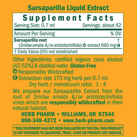 Herb Pharm SARSAPARILLA EXTRACT 1 oz
